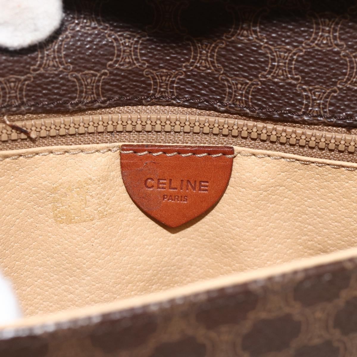 Celine Vintage Macadam Canvas And Leather Brown Canvas Shoulder Bag Bag (Pre-Owned)