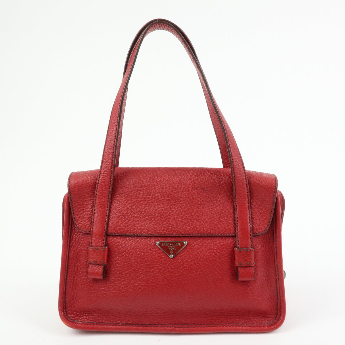 Prada Shoulder Leather Red Leather Shoulder Bag Bag (Pre-Owned)