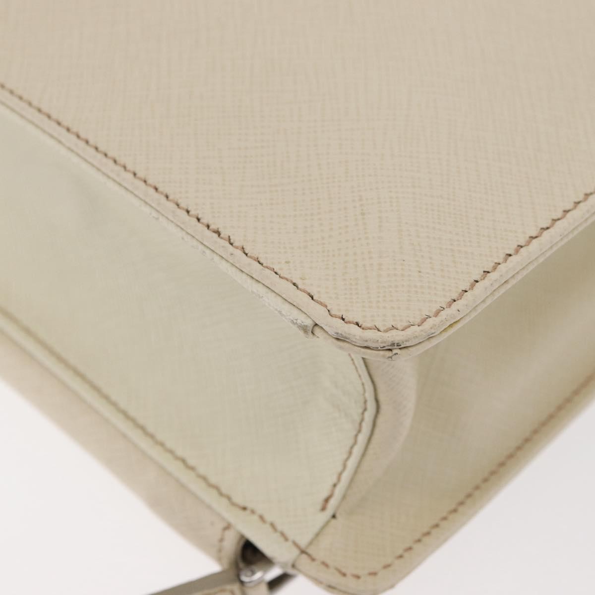 Prada Convertible Travel Saffiano Leather Beige Leather Briefcase Bag (Pre-Owned)