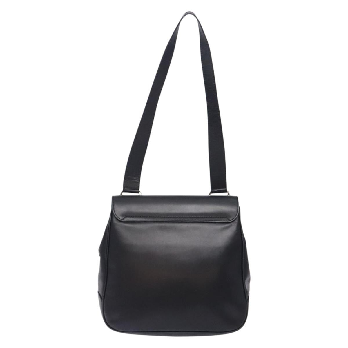 Salvatore Ferragamo Gancini Leather Black Leather Shoulder Bag Bag (Pre-Owned)