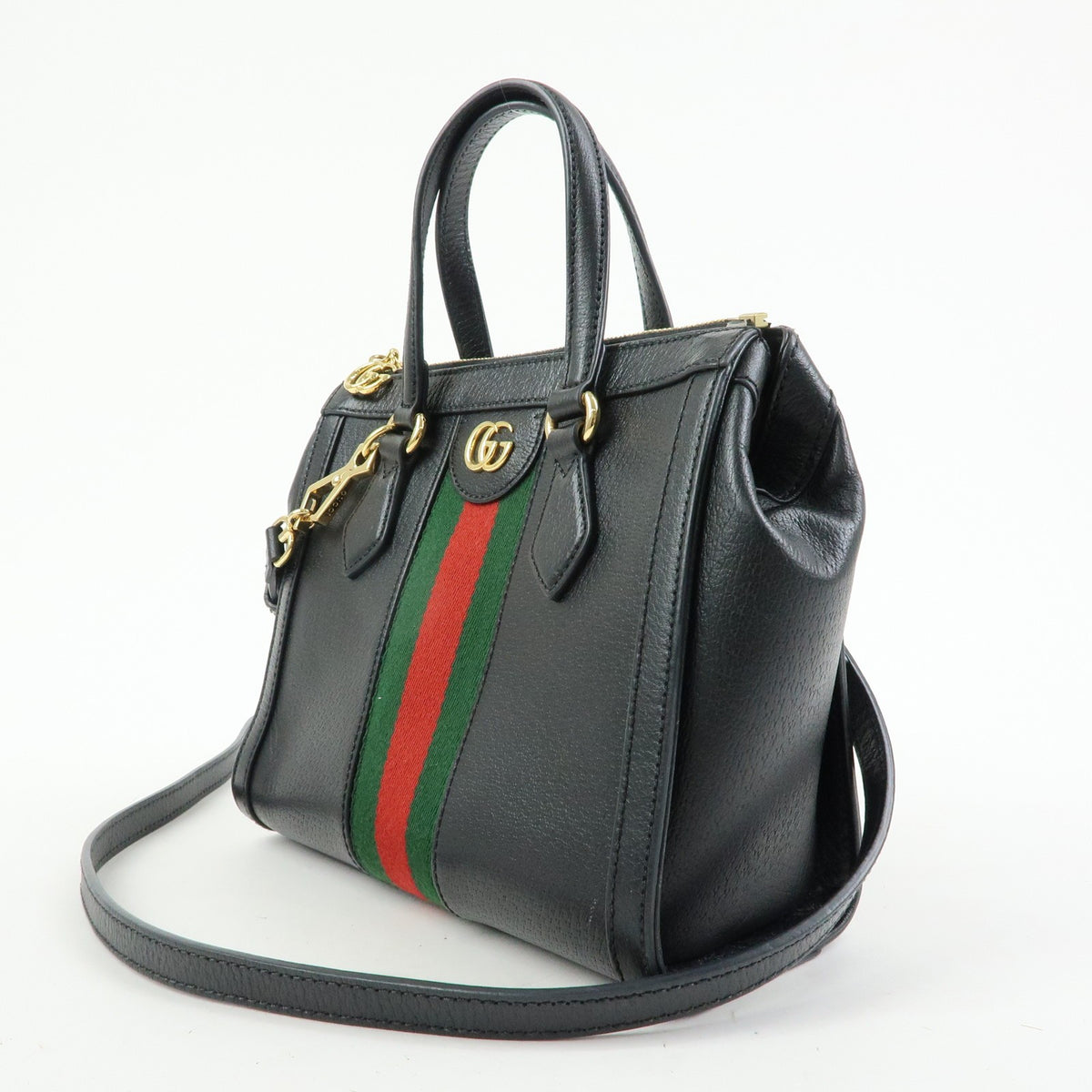 Gucci Ophidia Top Handle Leather Black Leather Tote Bag Bag (Pre-Owned)