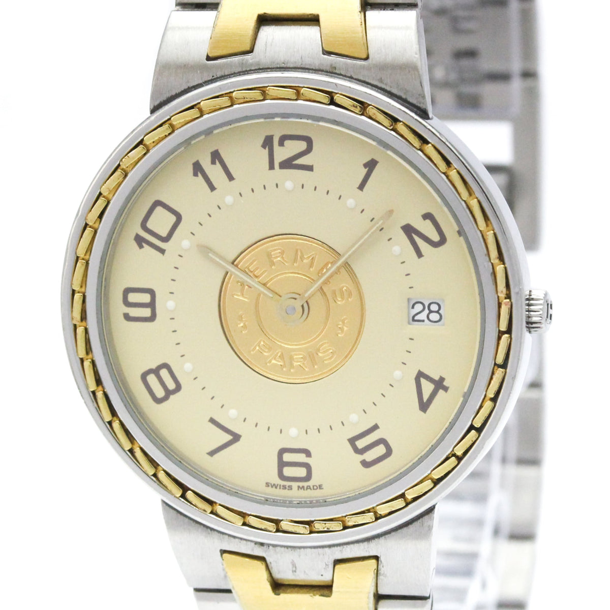 Hermes Sellier Quartz Stainless Steel And Plated Metal Watch (Pre-Owned)
