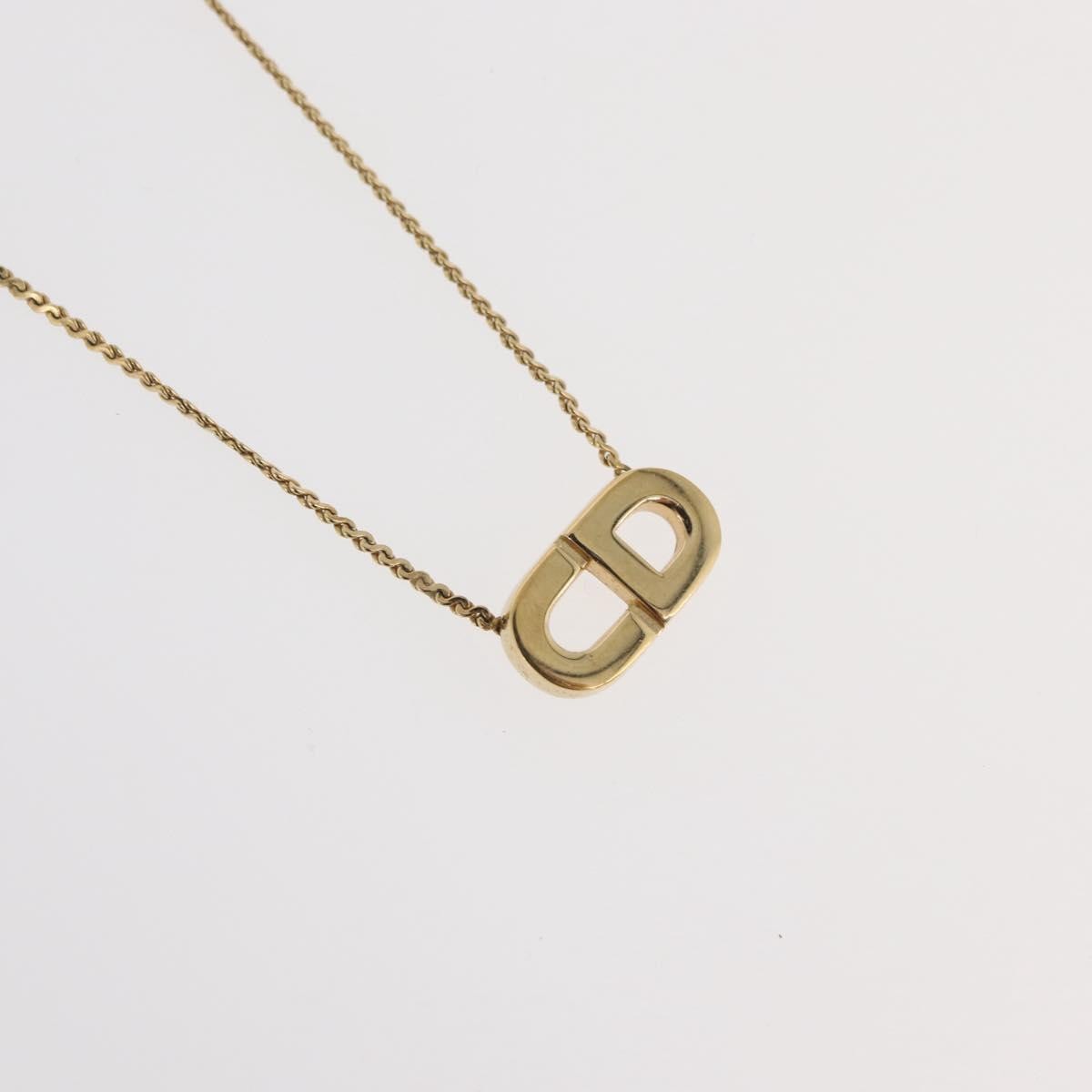 Christian Dior Logo Pendant Metal Gold Metal Necklace Jewelry (Pre-Owned)