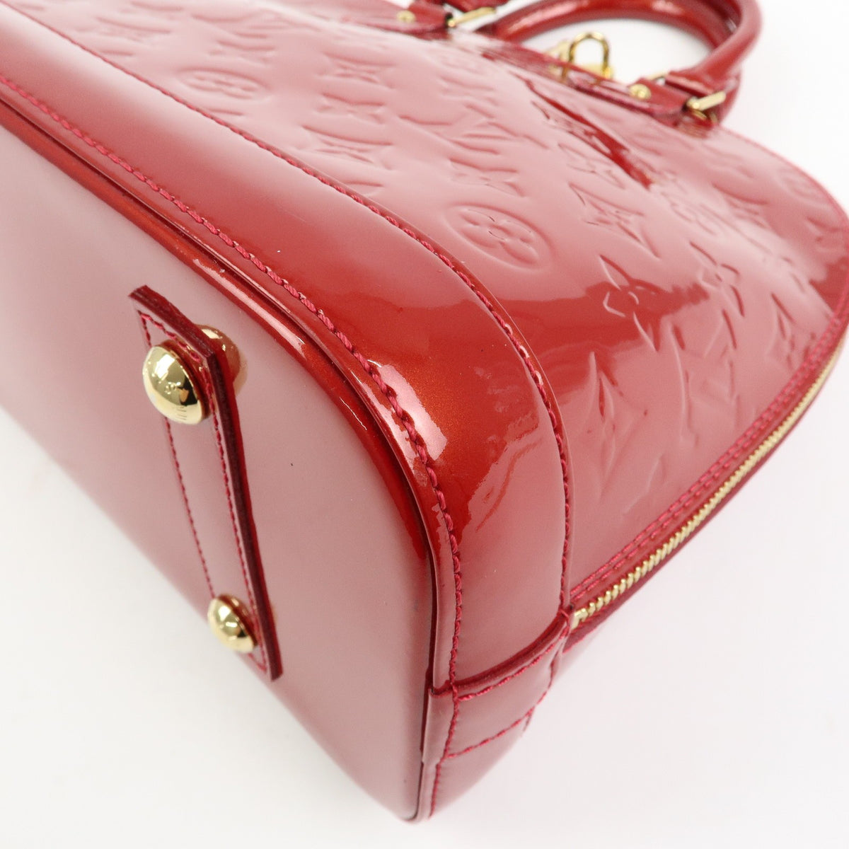 Louis Vuitton Alma Monogram Vernis Red Patent_Leather Handbag (Pre-Owned)