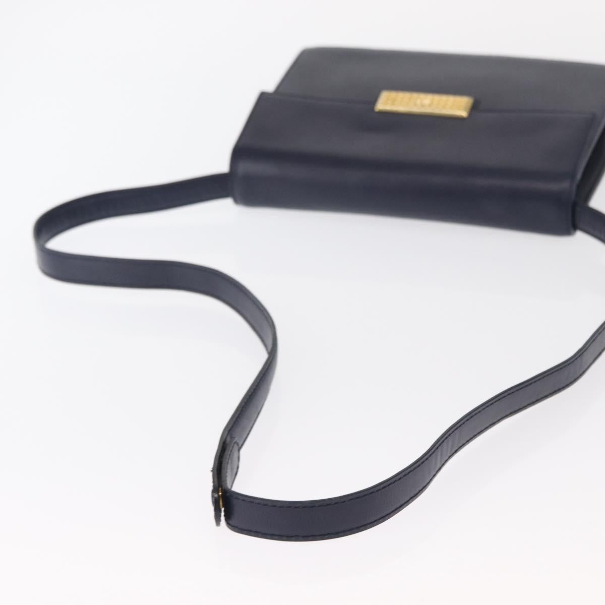 Christian Dior Vintage Cd Flap Leather Navy Leather Shoulder Bag Bag (Pre-Owned)