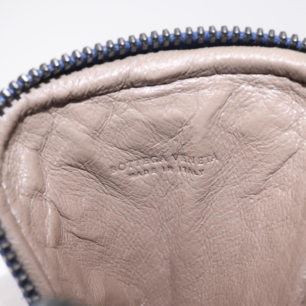 Bottega Veneta Zip Around Intrecciato Nappa Navy Leather Handbag (Pre-Owned)