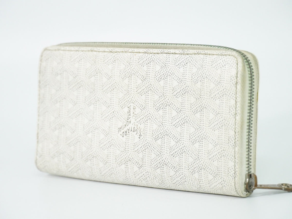 Goyard Matignon Zip Coated Canvas With Leather White Canvas Card Holders Accessory (Pre-Owned)