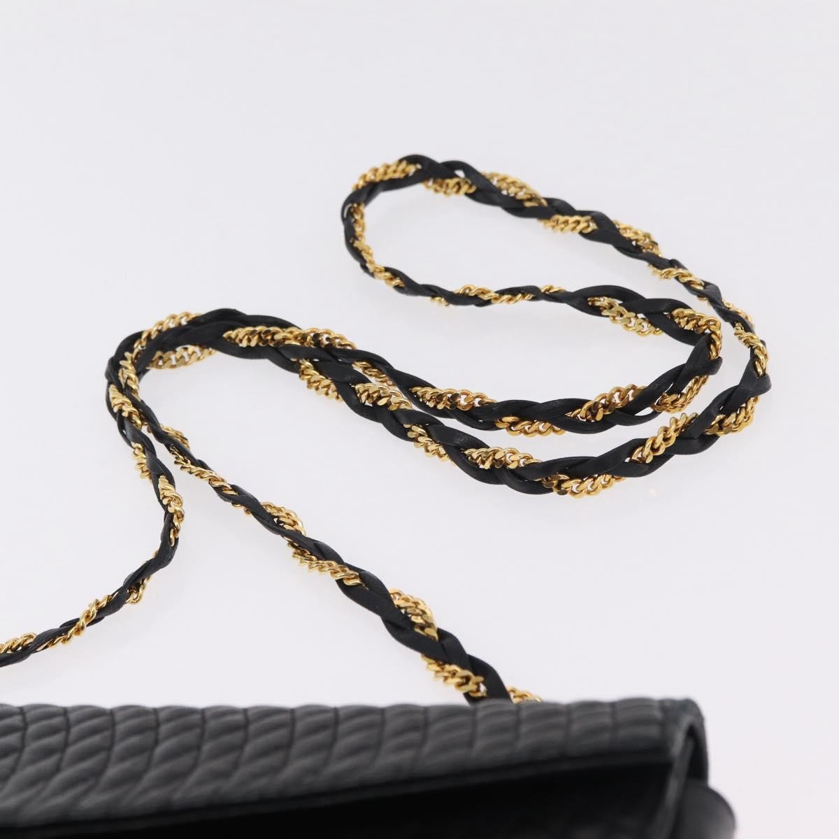 Bally Vintage Chain Quilted Leather Black Leather Shoulder Bag Bag (Pre-Owned)