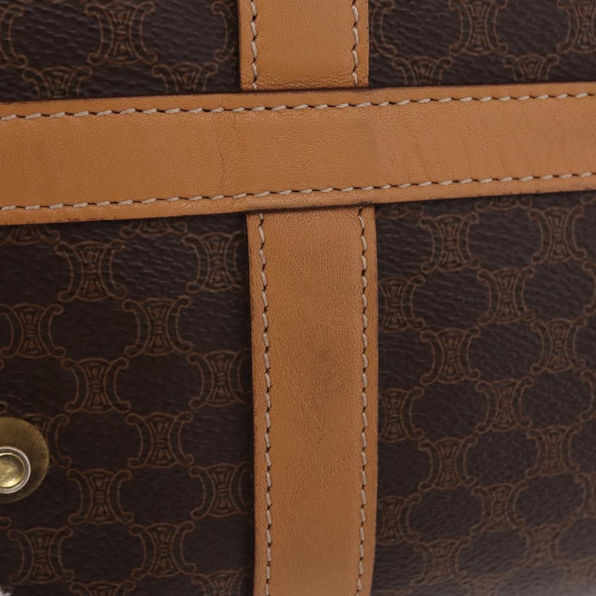 Celine Vintage Boston Macadam Coated Canvas Brown Pvc Handbag (Pre-Owned)