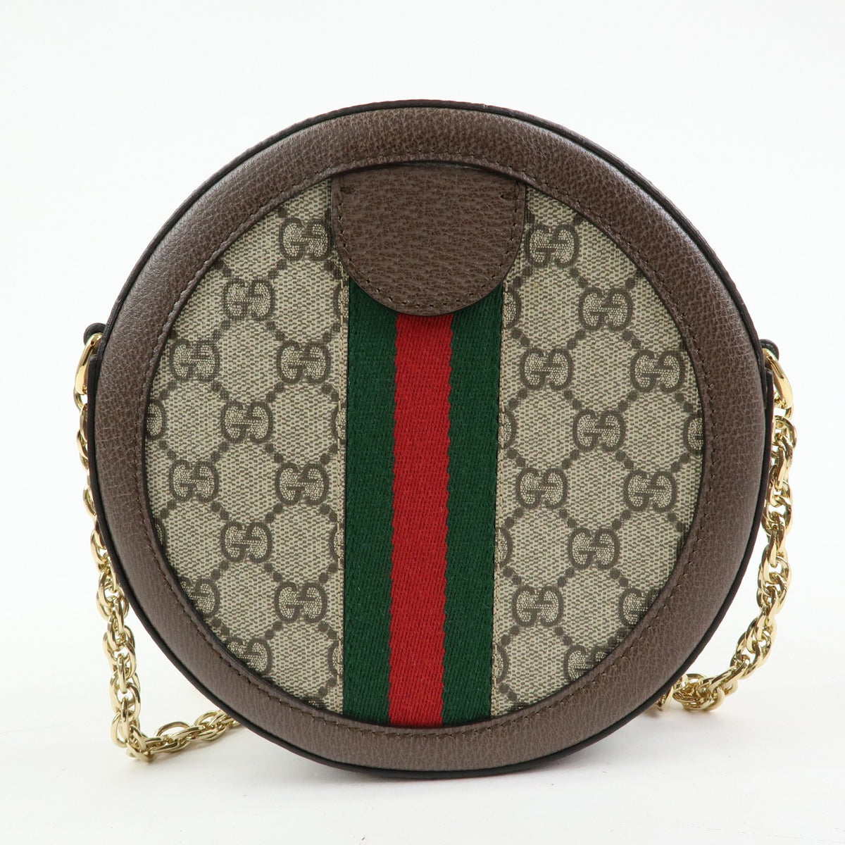 Gucci Ophidia Round Gg Coated Canvas Beige Canvas Shoulder Bag Bag (Pre-Owned)