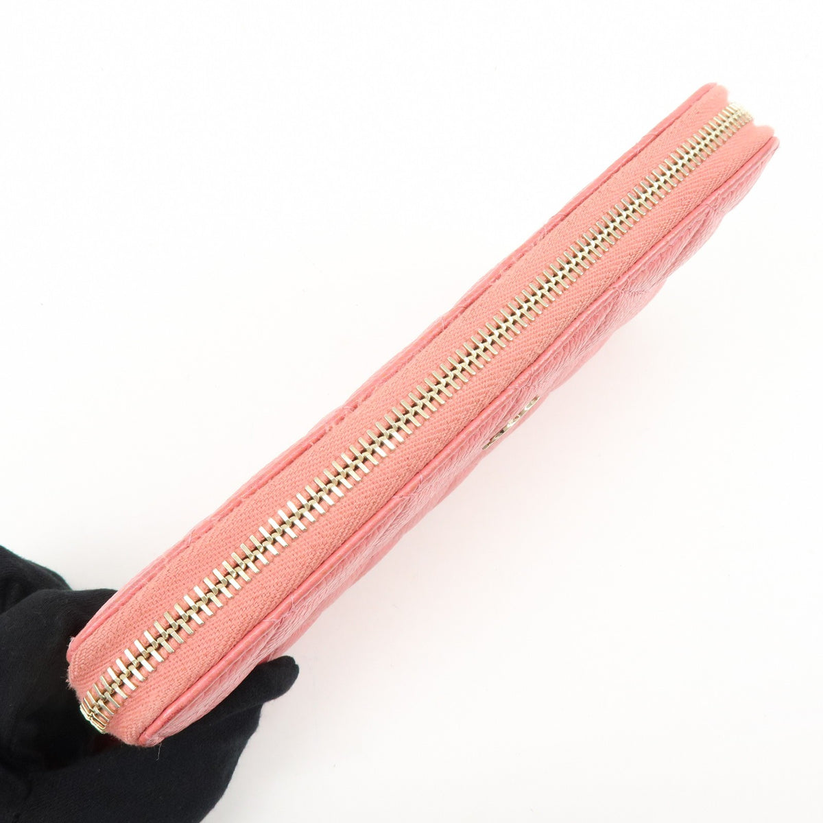 Chanel Zip Around Organizer Quilted Caviar Pink Leather Wallets Accessory (Pre-Owned)