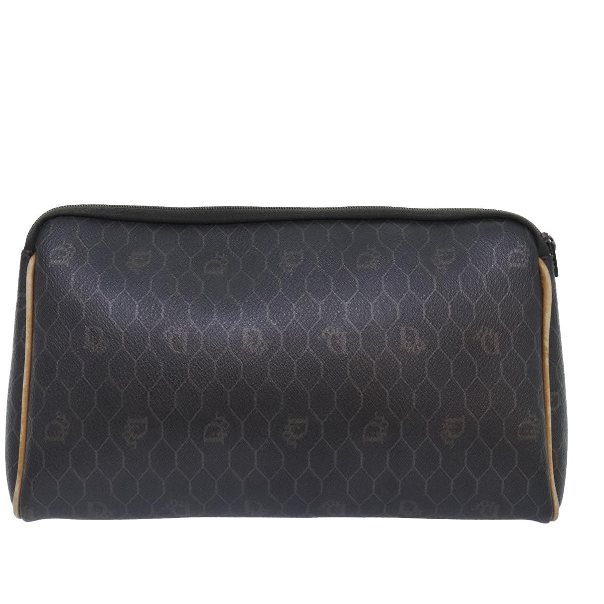 Christian Dior Vintage Honeycomb Zip Canvas And Leather Black Canvas Clutche & Pouche Bag (Pre-Owned)