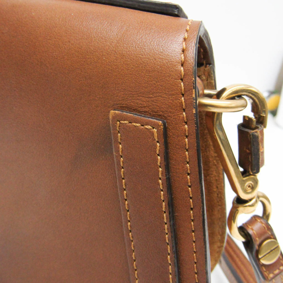 Chloe Nile Studded Suede And Leather Brown Leather Crossbody Bag Bag (Pre-Owned)