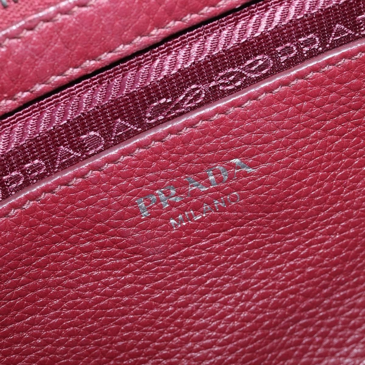 Prada Front Pocket Pushlock Convertible Boston Vitello Daino Burgundy Leather Handbag (Pre-Owned)