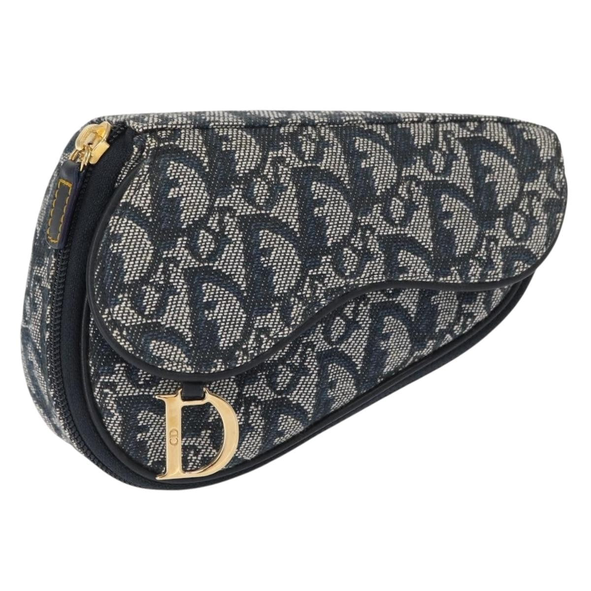 Christian Dior Saddle Zip Diorissimo Canvas Blue Canvas Clutche & Pouche Bag (Pre-Owned)