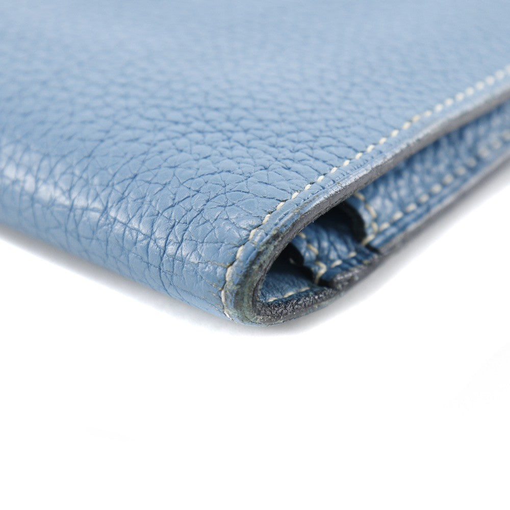 Hermes Dogon Duo Combined Leather Blue Leather Wallets Accessory (Pre-Owned)