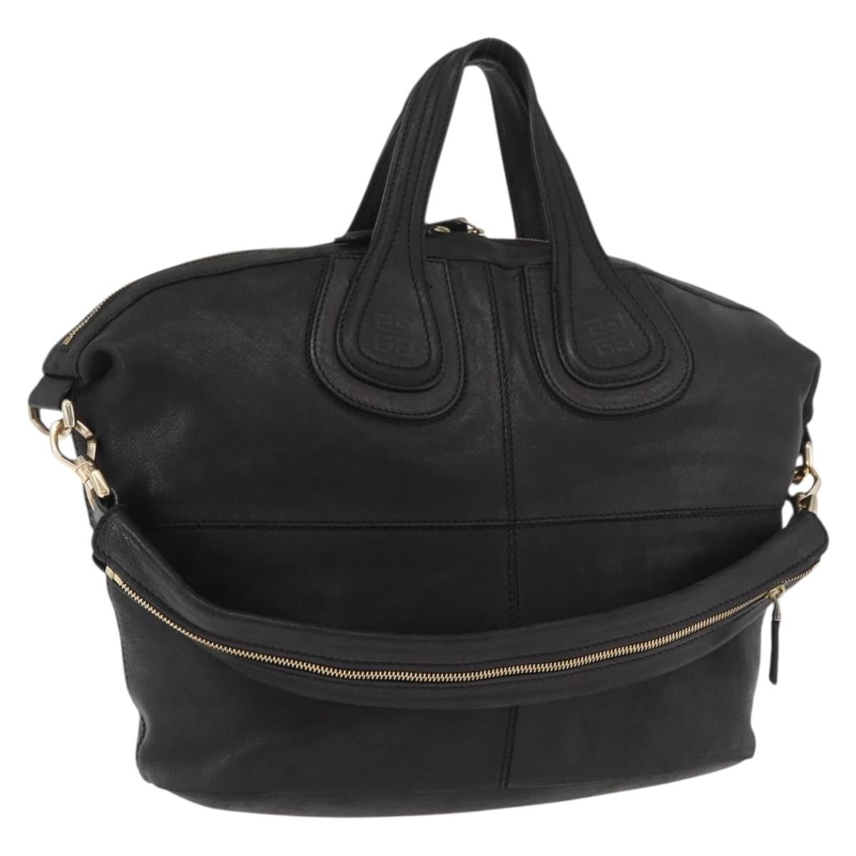 Givenchy Nightingale Satchel Leather Black Leather Handbag (Pre-Owned)