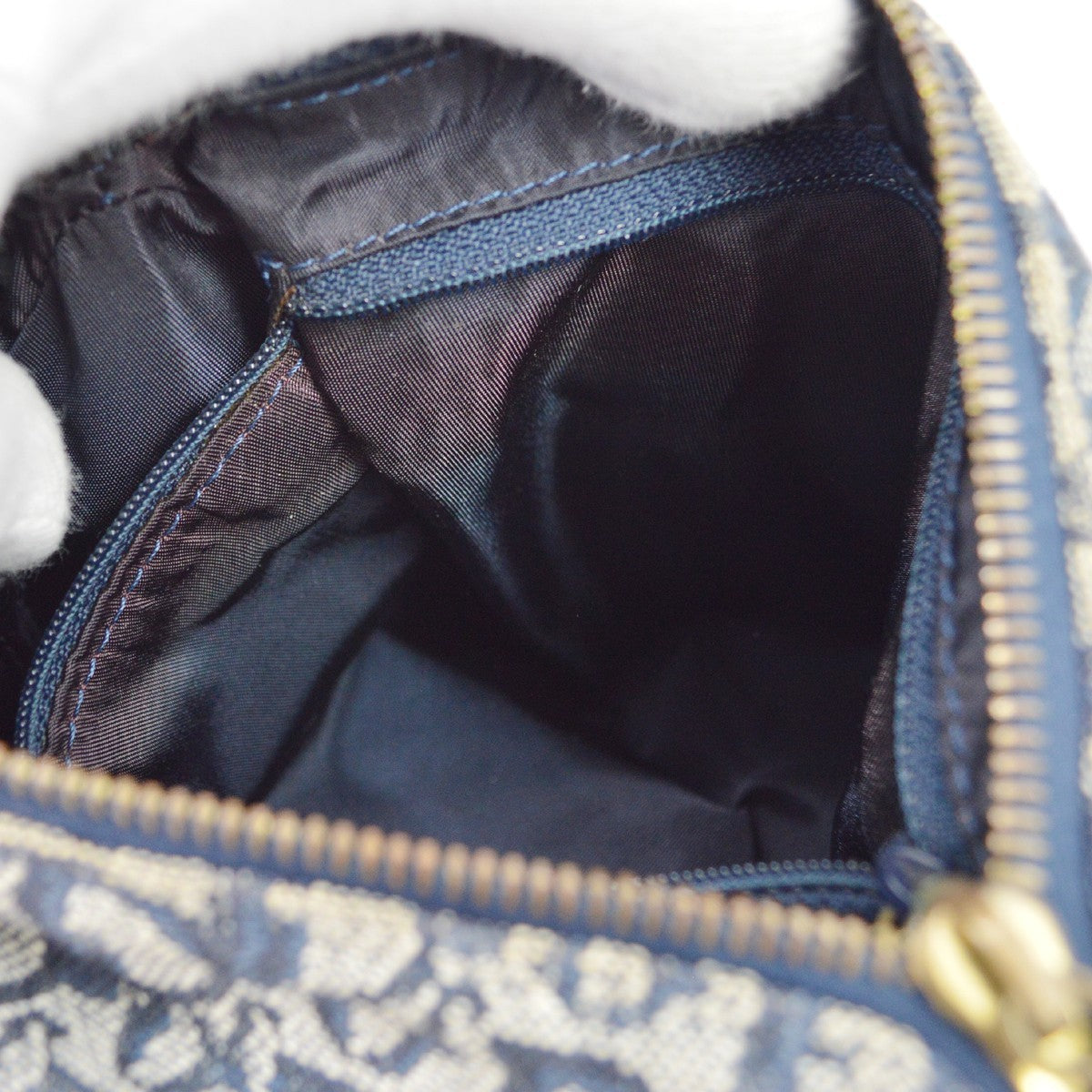 Christian Dior Vintage Trotter Boston Diorissimo Canvas Navy Canvas Handbag (Pre-Owned)