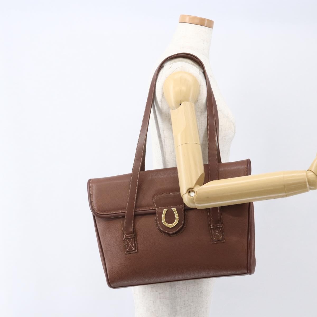 Gucci Vintage Tote Leather Brown Leather Tote Bag Bag (Pre-Owned)