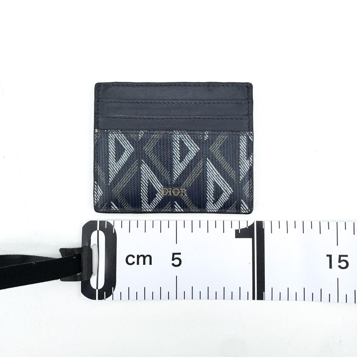 Christian Dior Card Holder Oblique Canvas And Leather Navy Canvas Card Holders Accessory (Pre-Owned)