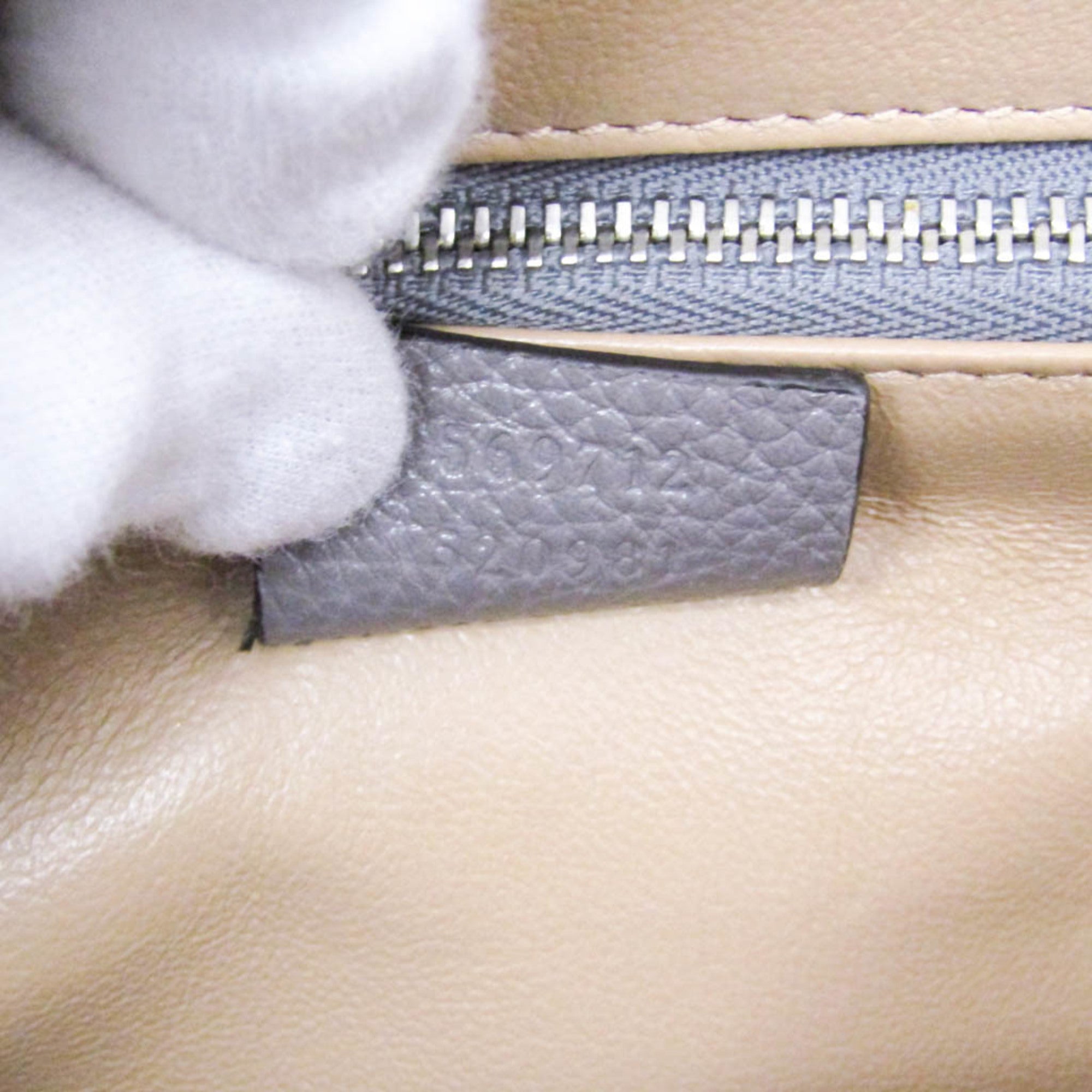 Gucci Zumi Top Handle Leather Gray Leather Handbag (Pre-Owned)
