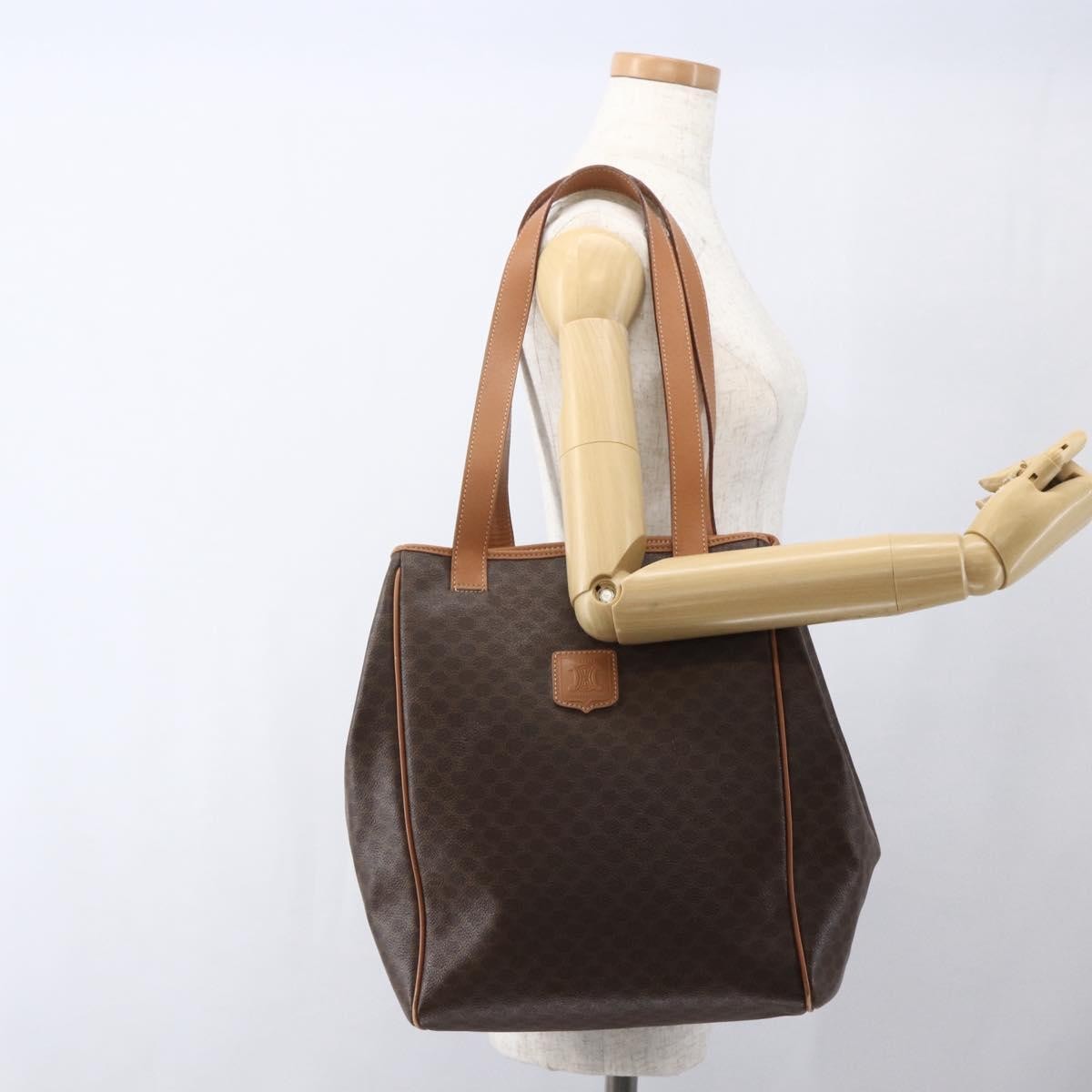 Celine Vintage Macadam Canvas And Leather Brown Canvas Shoulder Bag Bag (Pre-Owned)