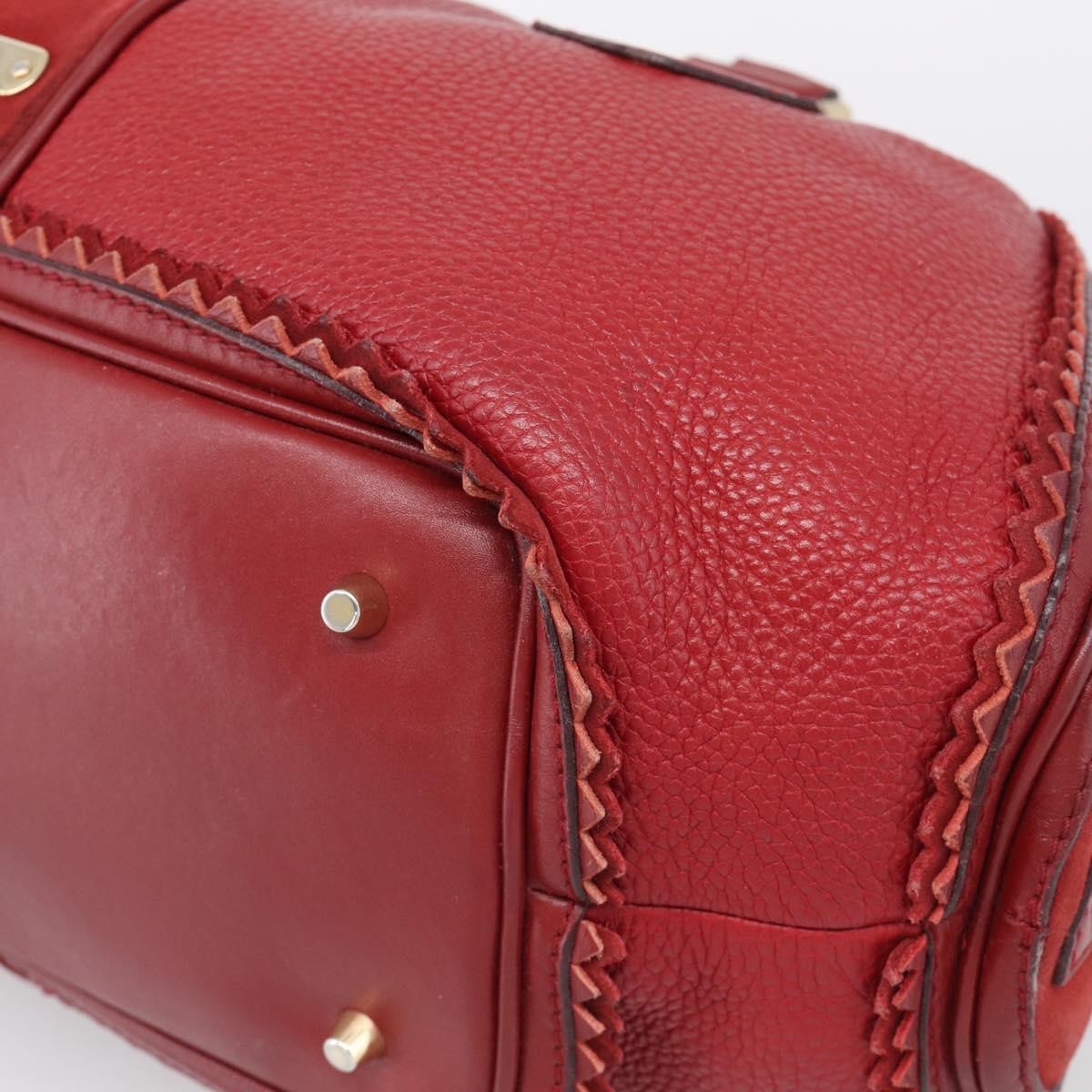 Burberry Hedwig Bowler Leather With Suede Red Leather Handbag (Pre-Owned)