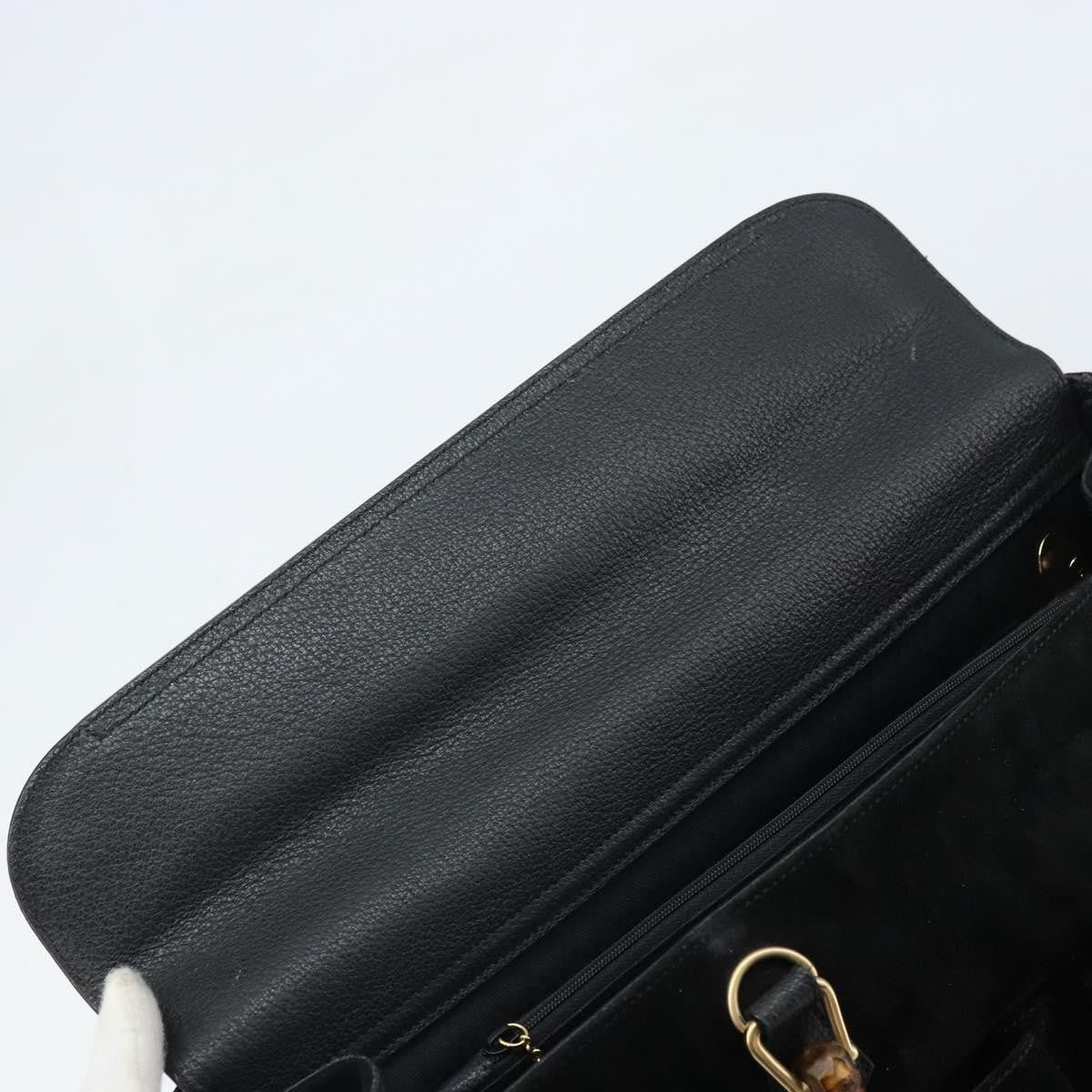 Gucci Bamboo Suede Black Suede Tote Bag Bag (Pre-Owned)