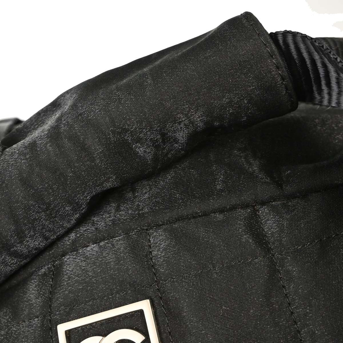 Chanel Sport Line Double Pocket Duffle Quilted Nylon Black Nylon Handbag (Pre-Owned)
