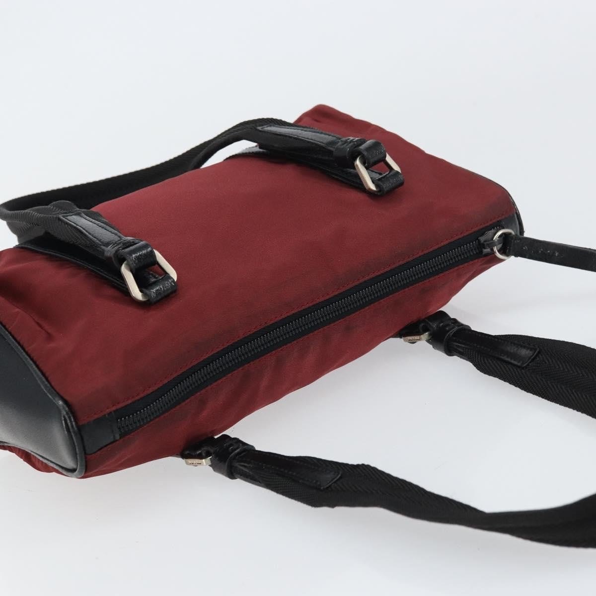 Prada Vintage Zip Tessuto Burgundy Nylon Handbag (Pre-Owned)