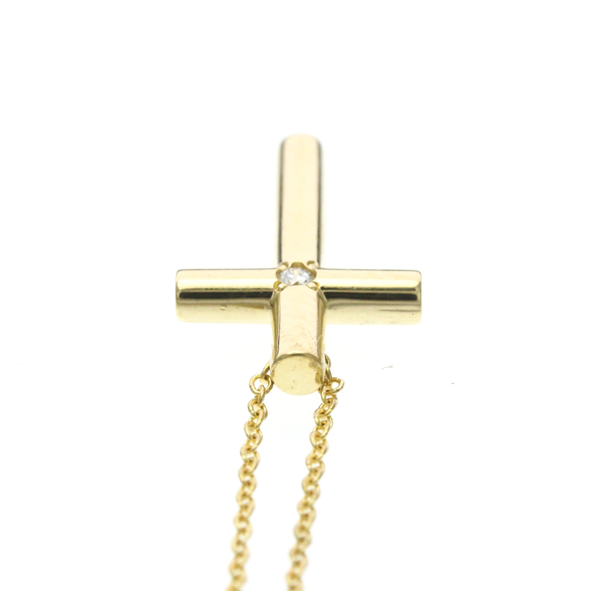 Tiffany & Co. Cross Pendant 18K Yellow Gold With Diamond Gold Yellow_Gold Necklace Jewelry (Pre-Owned)