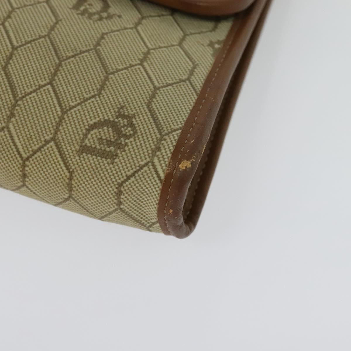 Christian Dior Vintage Honeycomb Chain Canvas Beige Canvas Bag (Pre-Owned)