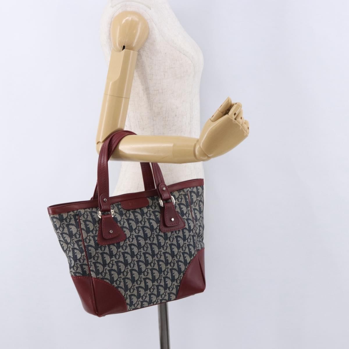 Christian Dior Vintage Trotter Zip Diorissimo Canvas Navy Canvas Tote Bag Bag (Pre-Owned)