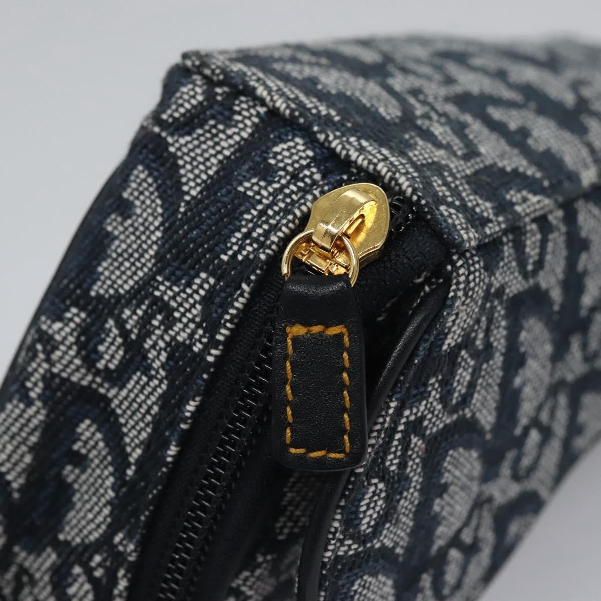 Christian Dior Vintage Saddle Coin Purse Diorissimo Canvas Navy Canvas Bag (Pre-Owned)