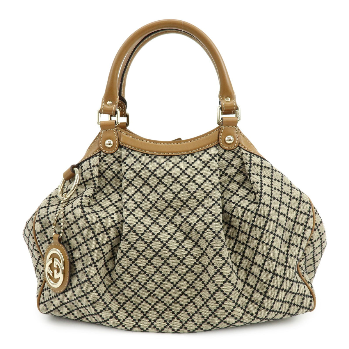 Gucci Sukey Microguccissima Leather Beige Canvas Tote Bag Bag (Pre-Owned)