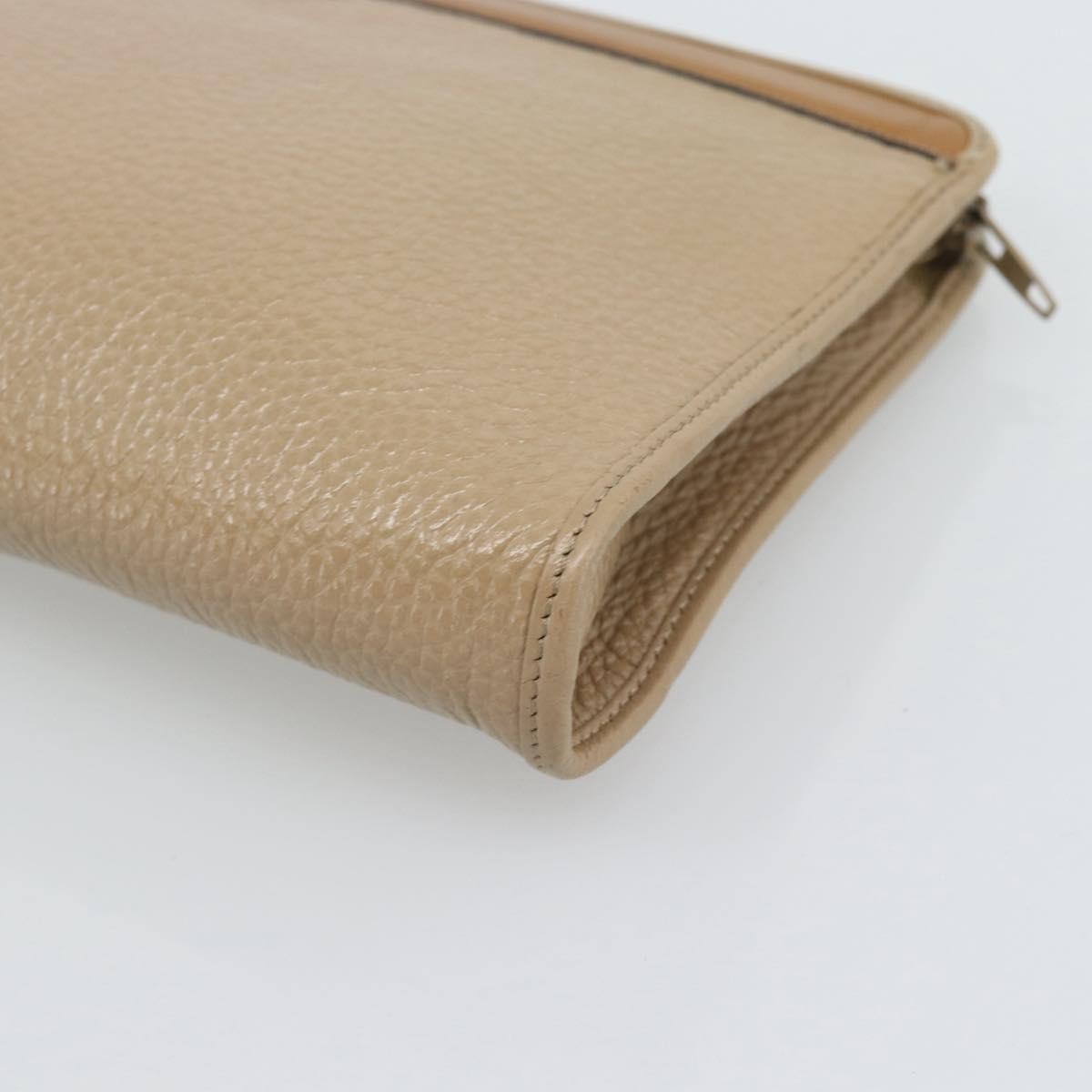 Christian Dior Vintage Zip Pochette Leather Beige Leather Clutche & Pouche Bag (Pre-Owned)