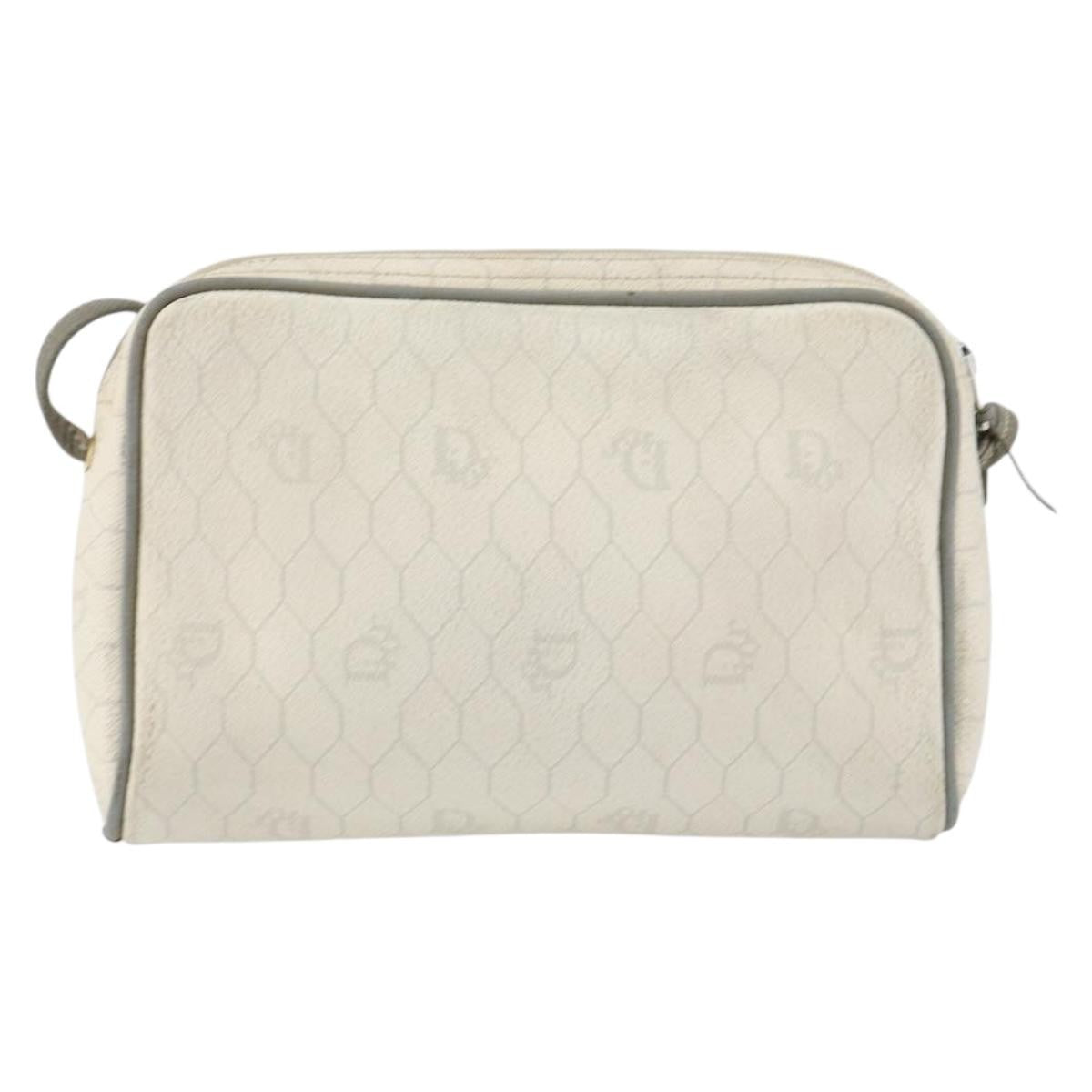 Christian Dior Vintage Honeycomb Zip Coated Canvas White Canvas Clutche & Pouche Bag (Pre-Owned)