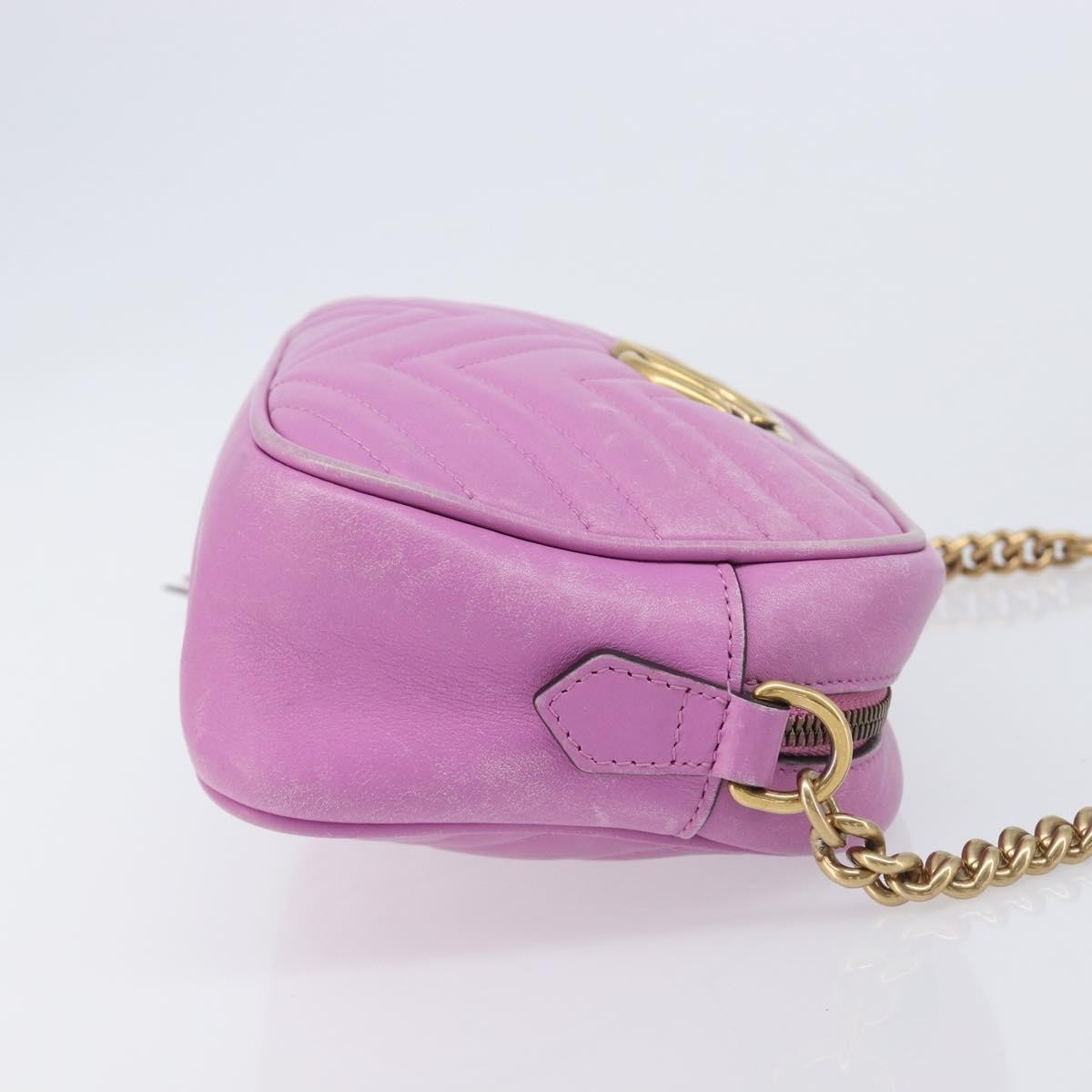 Gucci Gg Marmont Chain Matelasse Leather Pink Leather Crossbody Bag Bag (Pre-Owned)