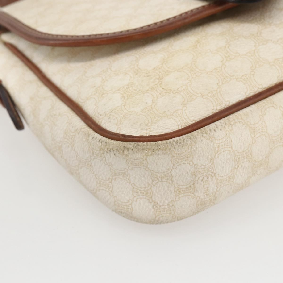 Celine Vintage Macadam Canvas And Leather White Canvas Shoulder Bag Bag (Pre-Owned)