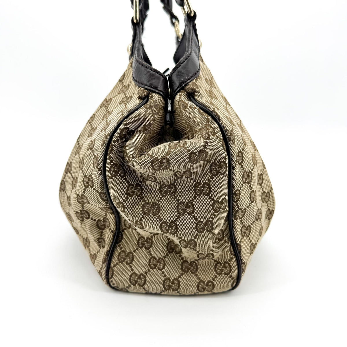 Gucci Sukey Tote Gg Canvas And Leather Beige Canvas Tote Bag Bag (Pre-Owned)