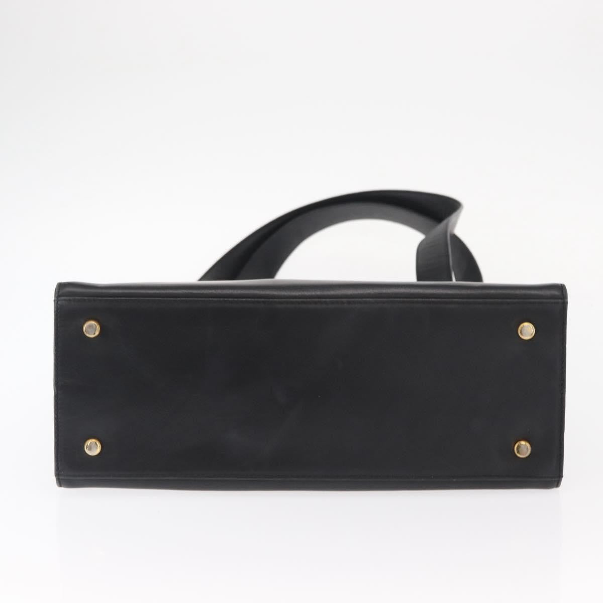 Salvatore Ferragamo Gancini Leather Black Leather Shoulder Bag Bag (Pre-Owned)