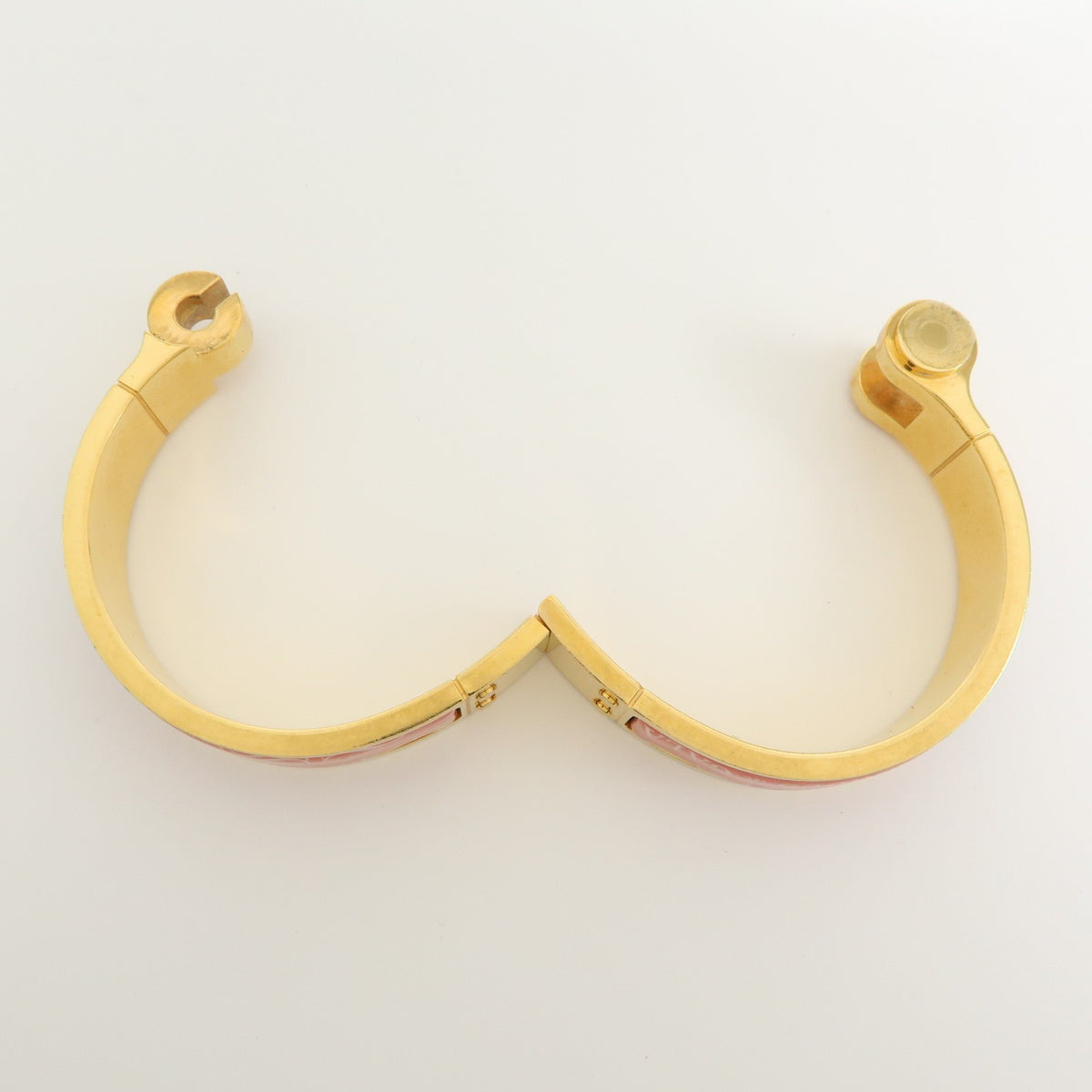 Hermes Charniere Uni Hinged Metal And Enamel Gold Metal Bracelet Jewelry (Pre-Owned)