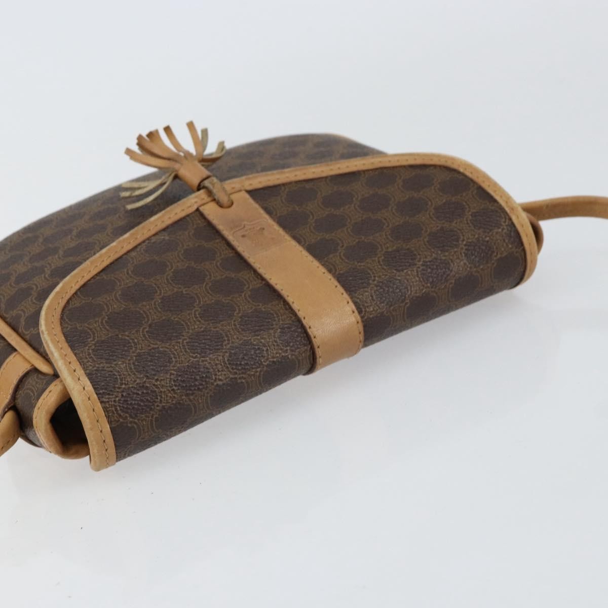 Celine Vintage Macadam Canvas And Leather Brown Canvas Shoulder Bag Bag (Pre-Owned)