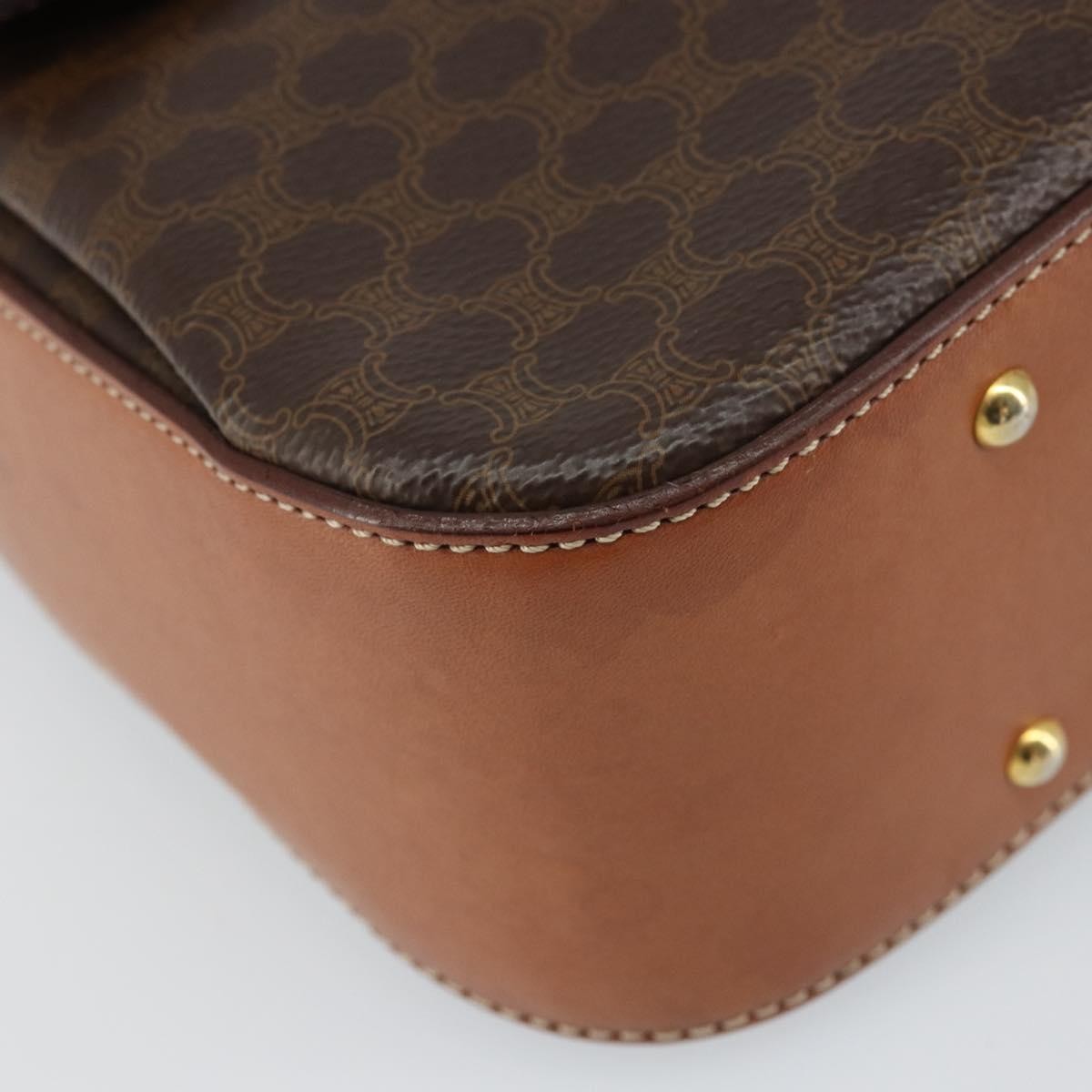 Celine Vintage Convertible Top Handle Macadam Coated Canvas Brown Pvc Handbag (Pre-Owned)