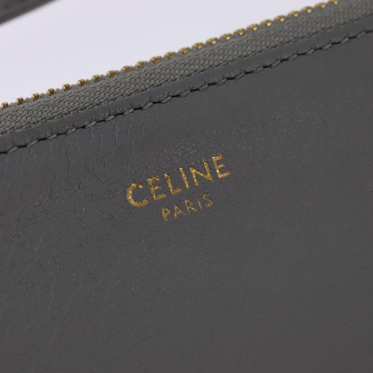 Celine Trio Leather Gray Leather Crossbody Bag Bag (Pre-Owned)