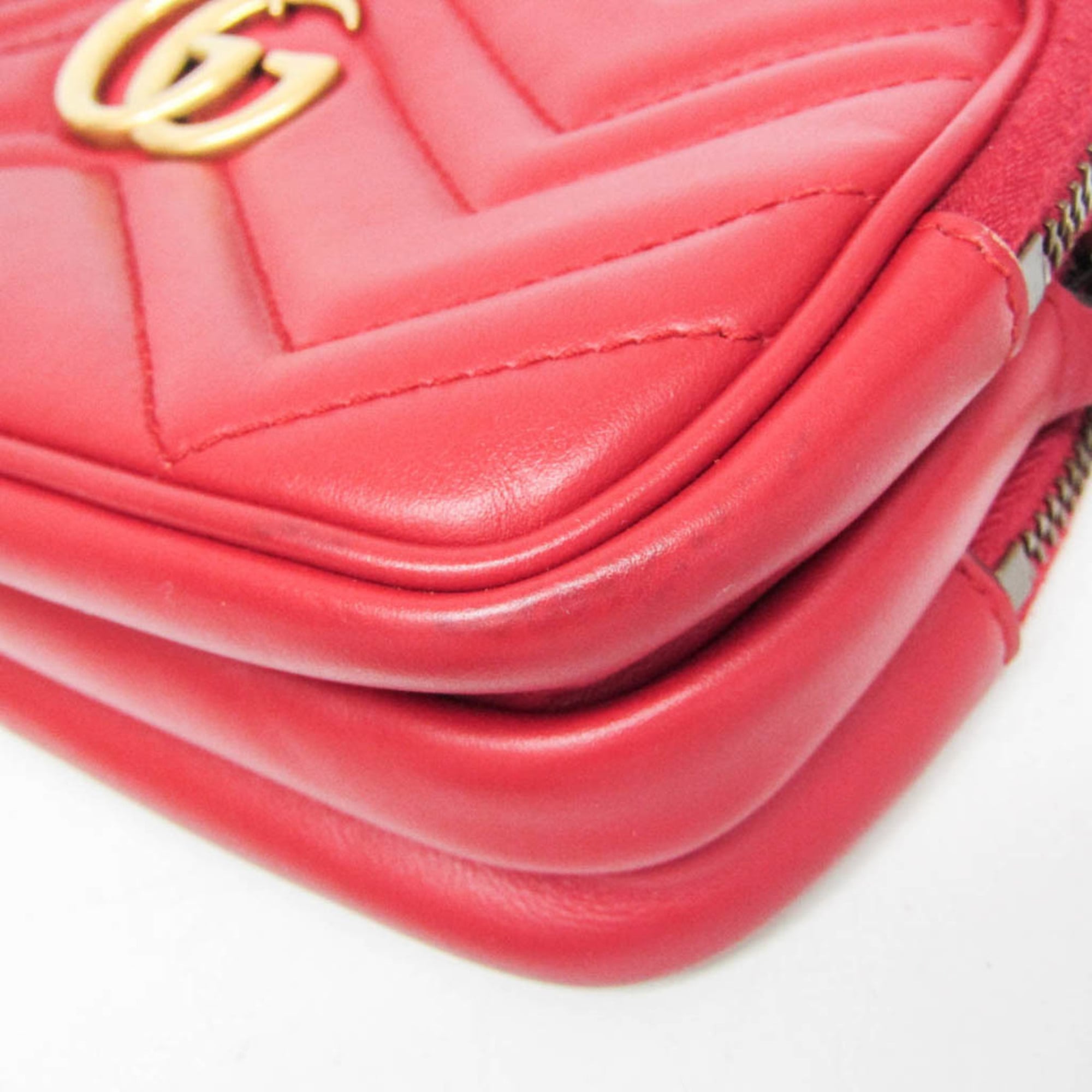 Gucci Gg Marmont Black Leather Red Leather Shoulder Bag Bag (Pre-Owned)