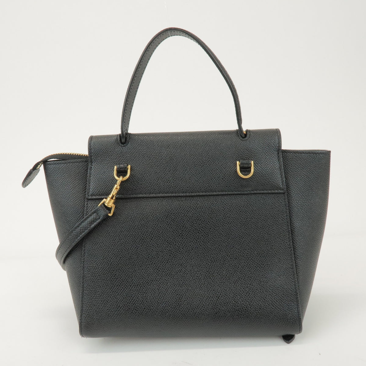 Celine Belt Textured Leather Black Leather Handbag (Pre-Owned)