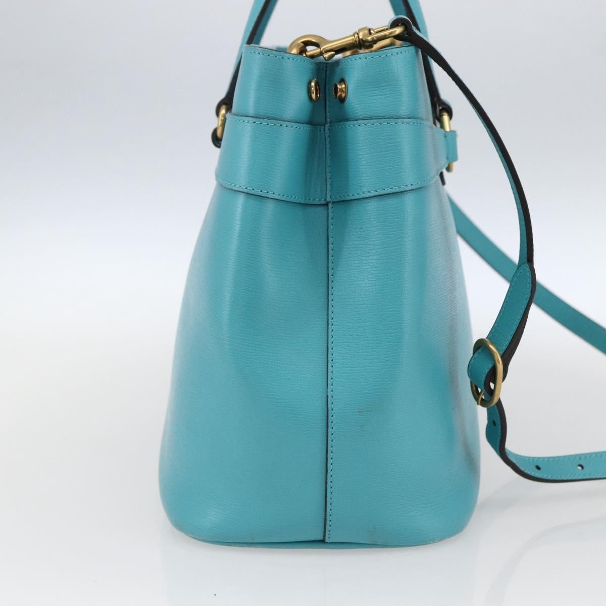 Gucci Bright Bit Convertible Tote Leather Blue Leather Tote Bag Bag (Pre-Owned)