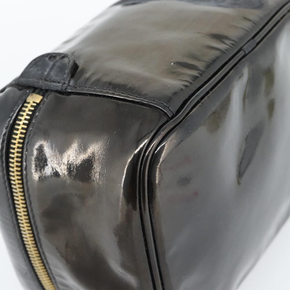 Fendi Vintage Cosmetic Case Pequin Canvas Black Patent_Leather Clutche & Pouche Bag (Pre-Owned)