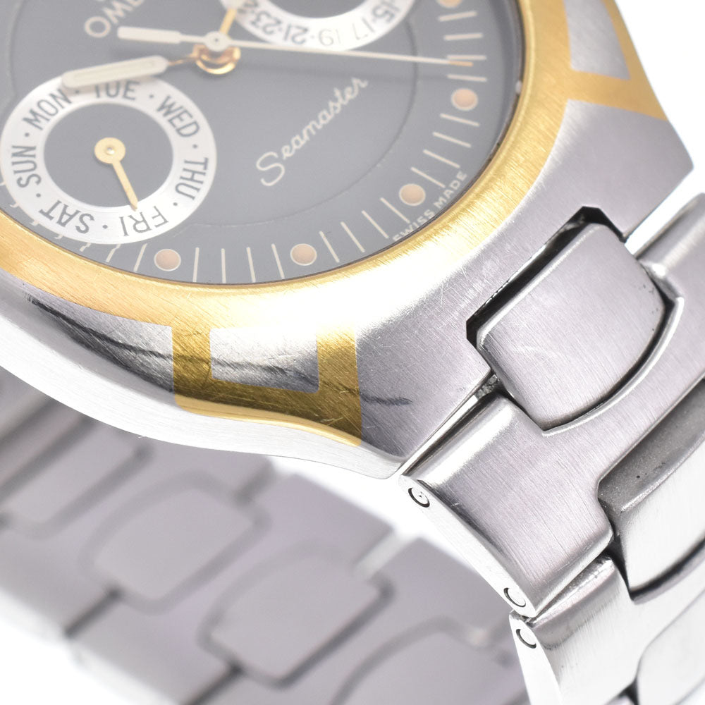 Omega Seamaster Polaris Day-Date Quartz Stainless Steel With Plated Metal Watch (Pre-Owned)
